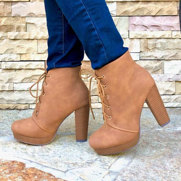 Cognac Nubuck Suede Ankle Boots - Picture 2 of 7